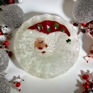 Folio Art Santa Moon Fused Bubbled Glass Wavy Ruffle Rim 7” Bowl